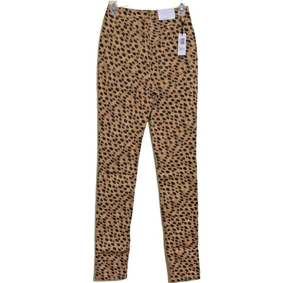 WeWorewhat Stiletto Split Hem Leopard Animal Print Skinny Jeans Size 27 - Picture 9 of 12